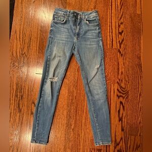 Zara Light Blue Skinny Jeans with Knee Distressing